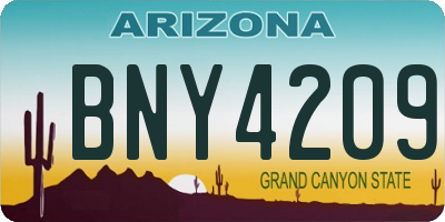 AZ license plate BNY4209