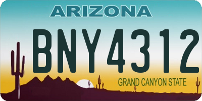 AZ license plate BNY4312