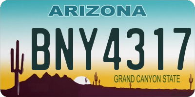 AZ license plate BNY4317