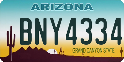 AZ license plate BNY4334