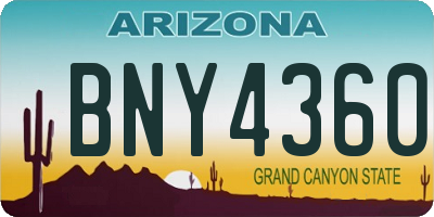 AZ license plate BNY4360