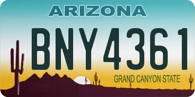AZ license plate BNY4361