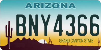 AZ license plate BNY4366