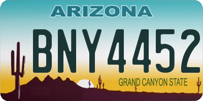 AZ license plate BNY4452