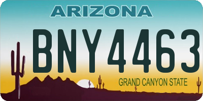 AZ license plate BNY4463