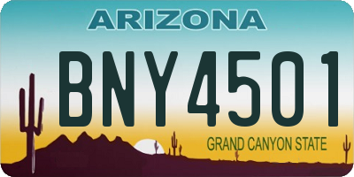 AZ license plate BNY4501