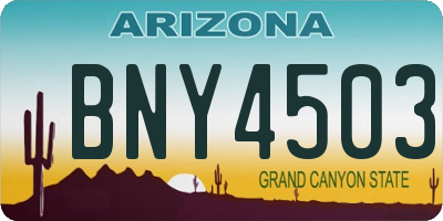 AZ license plate BNY4503
