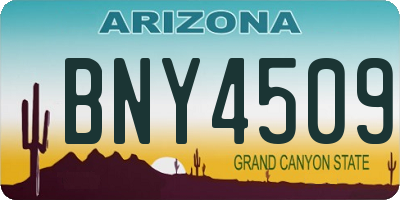 AZ license plate BNY4509