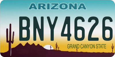 AZ license plate BNY4626
