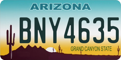 AZ license plate BNY4635