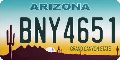 AZ license plate BNY4651