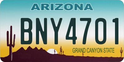 AZ license plate BNY4701