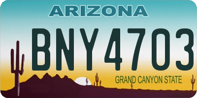 AZ license plate BNY4703
