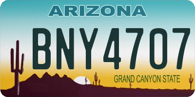AZ license plate BNY4707