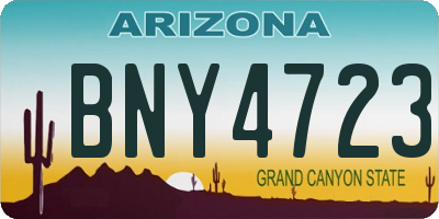 AZ license plate BNY4723