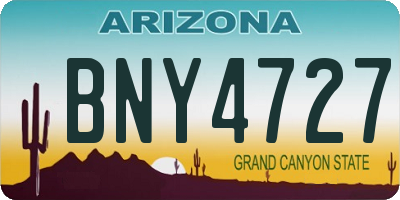AZ license plate BNY4727