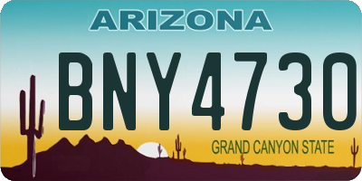 AZ license plate BNY4730