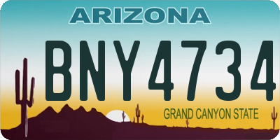 AZ license plate BNY4734