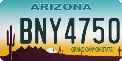 AZ license plate BNY4750