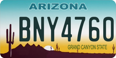 AZ license plate BNY4760