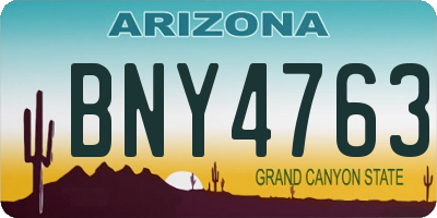 AZ license plate BNY4763