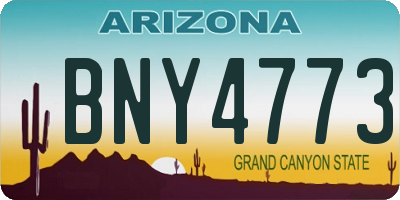 AZ license plate BNY4773