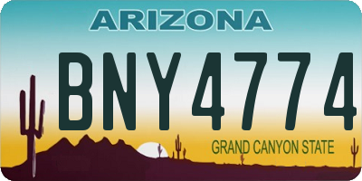 AZ license plate BNY4774