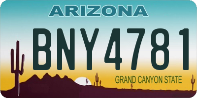 AZ license plate BNY4781