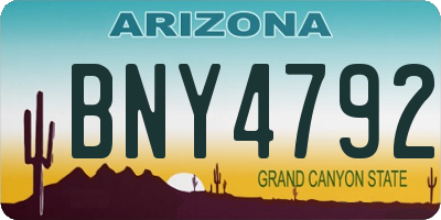 AZ license plate BNY4792