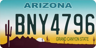 AZ license plate BNY4796