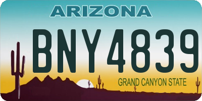 AZ license plate BNY4839