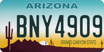 AZ license plate BNY4909