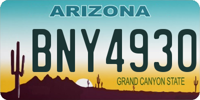 AZ license plate BNY4930