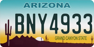AZ license plate BNY4933