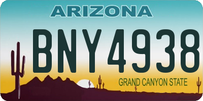 AZ license plate BNY4938
