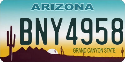 AZ license plate BNY4958