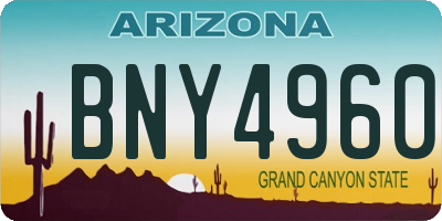 AZ license plate BNY4960