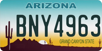 AZ license plate BNY4963