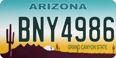 AZ license plate BNY4986