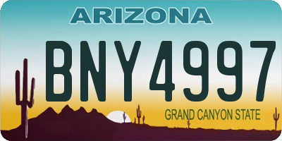 AZ license plate BNY4997