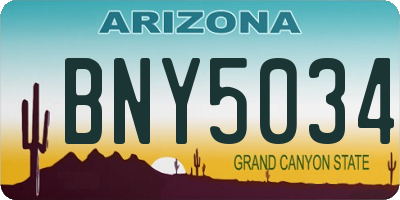 AZ license plate BNY5034