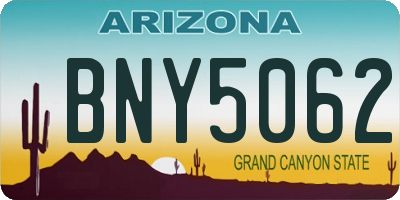 AZ license plate BNY5062