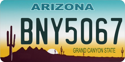 AZ license plate BNY5067