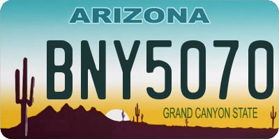 AZ license plate BNY5070