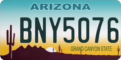 AZ license plate BNY5076