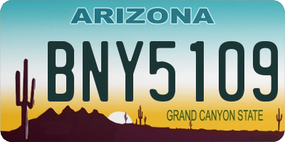 AZ license plate BNY5109