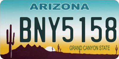 AZ license plate BNY5158