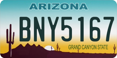 AZ license plate BNY5167