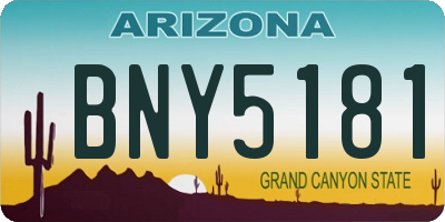 AZ license plate BNY5181