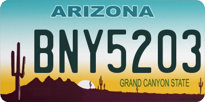 AZ license plate BNY5203